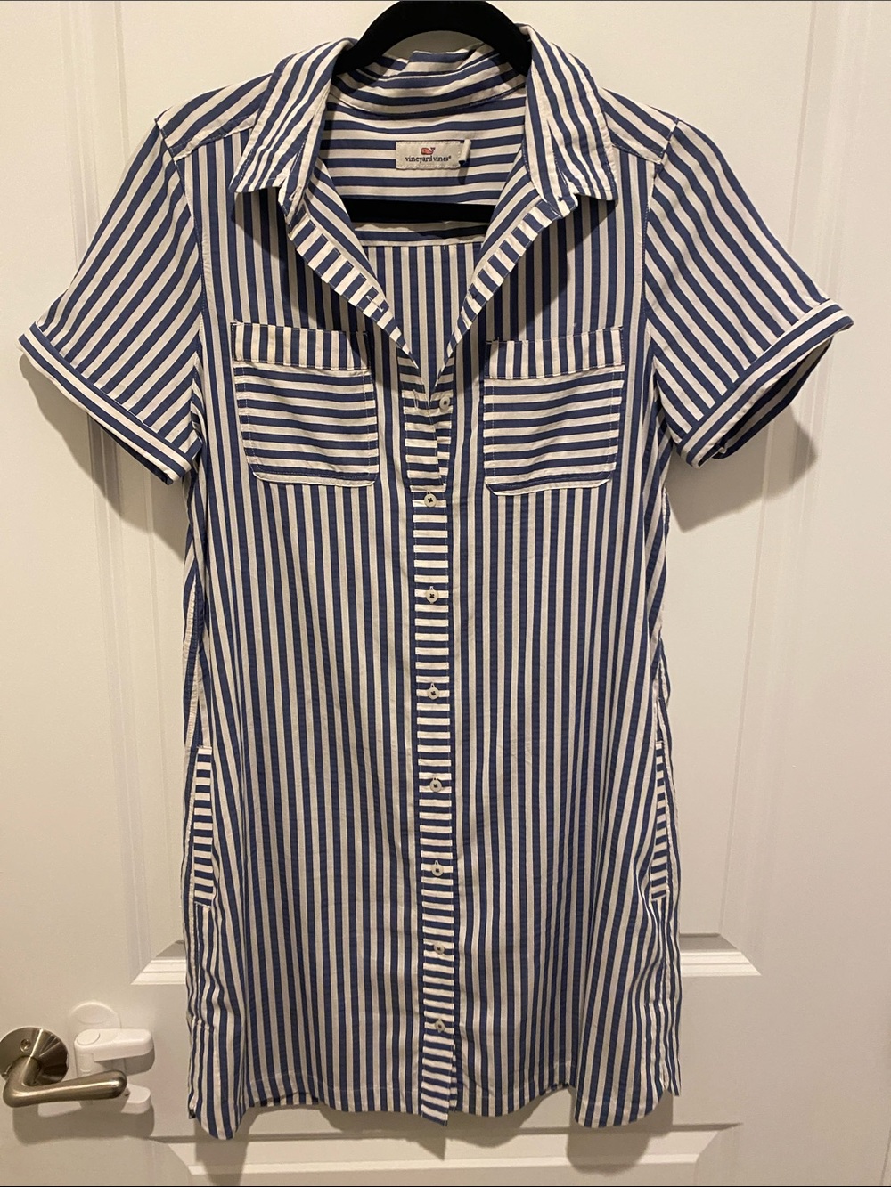 Vineyard Vines Blue and White Striped Button-Up Shirt Dress - Picture 1 of 4